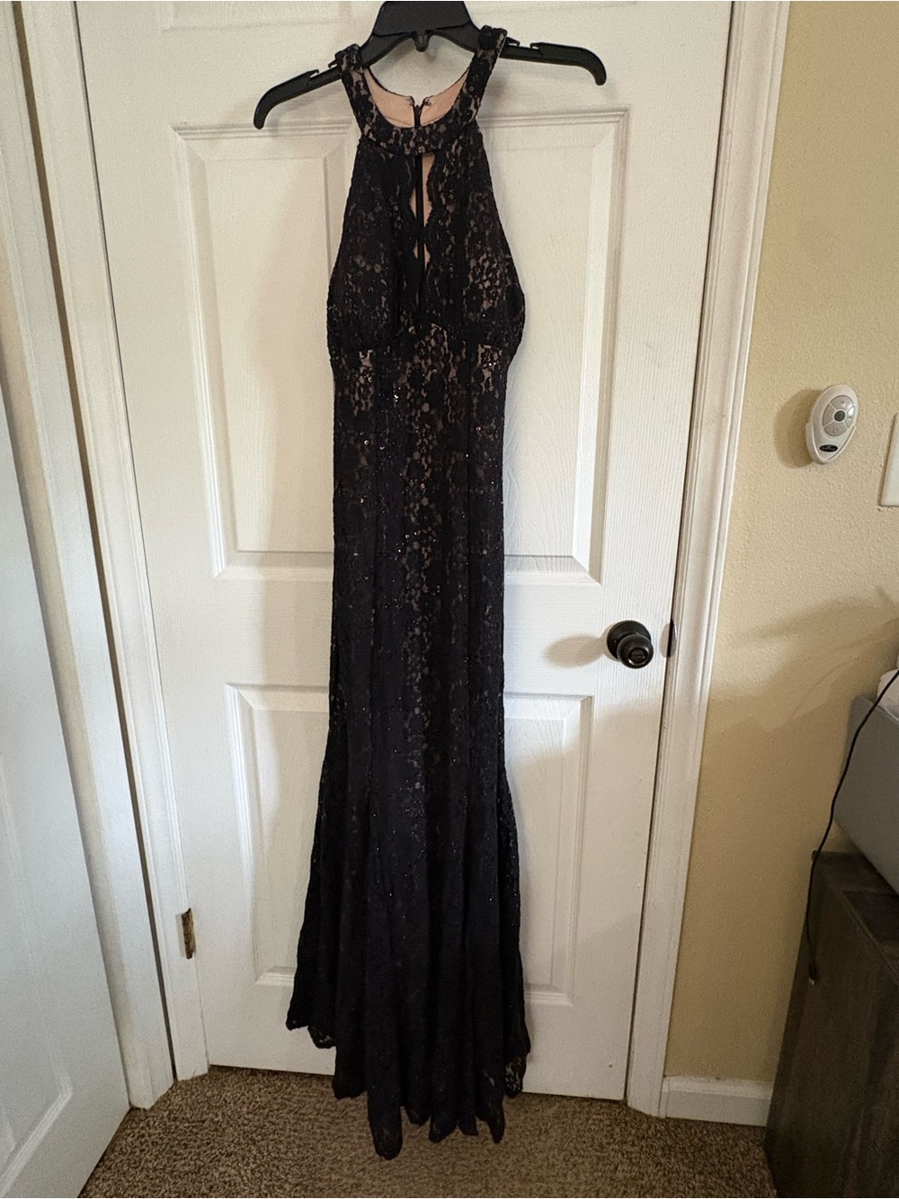 Night Way Collections Black Lace Halter Maxi Dress